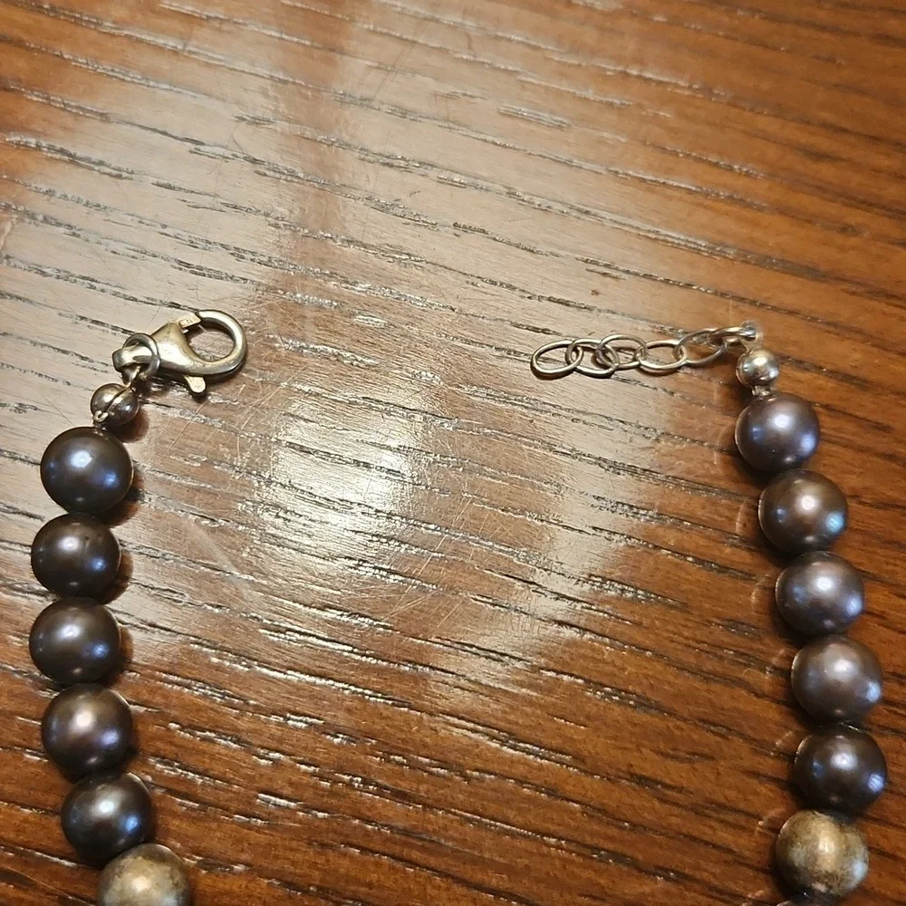 Sterling Silver, Bead and Pearl Bracelet with charms